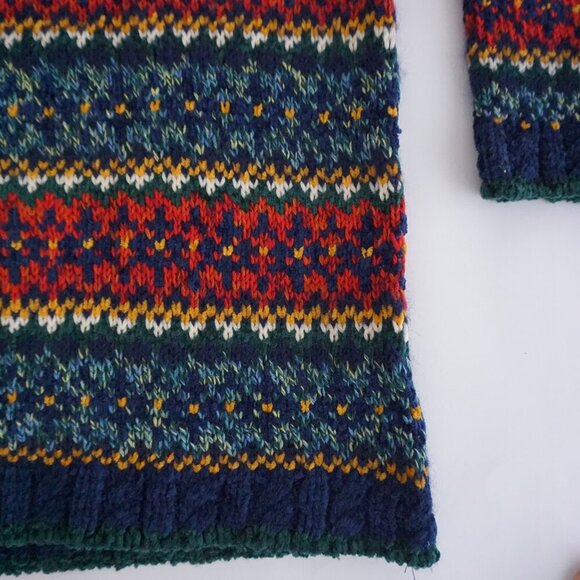 Vintage Liz Sport Fair Isle Wool Turtleneck Sweater Cabincore Apres Ski S - Picture 5 of 9